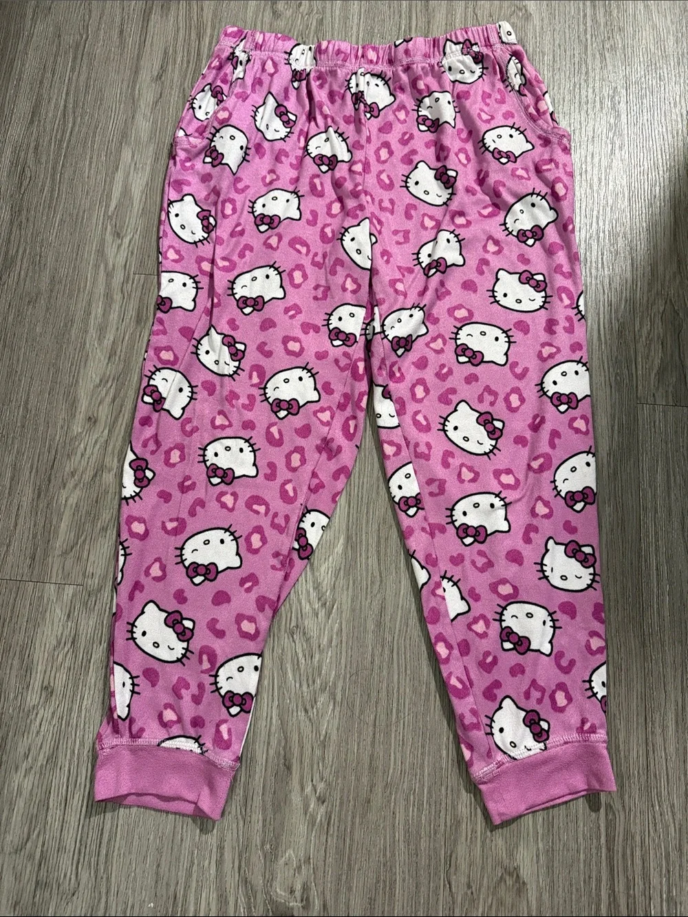 Hello Kitty Pink Allover Print Fleece Pajama Pants Sz M 8-10